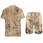 Men's Hawaiian Print Beach Two-Piece Suit 2305102348