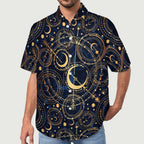 Men's Star And Moon Print Vacation Hawaiian Shirt 2306104045