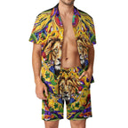 Men's Hawaiian Print Beach Two-Piece Suit 2305102309