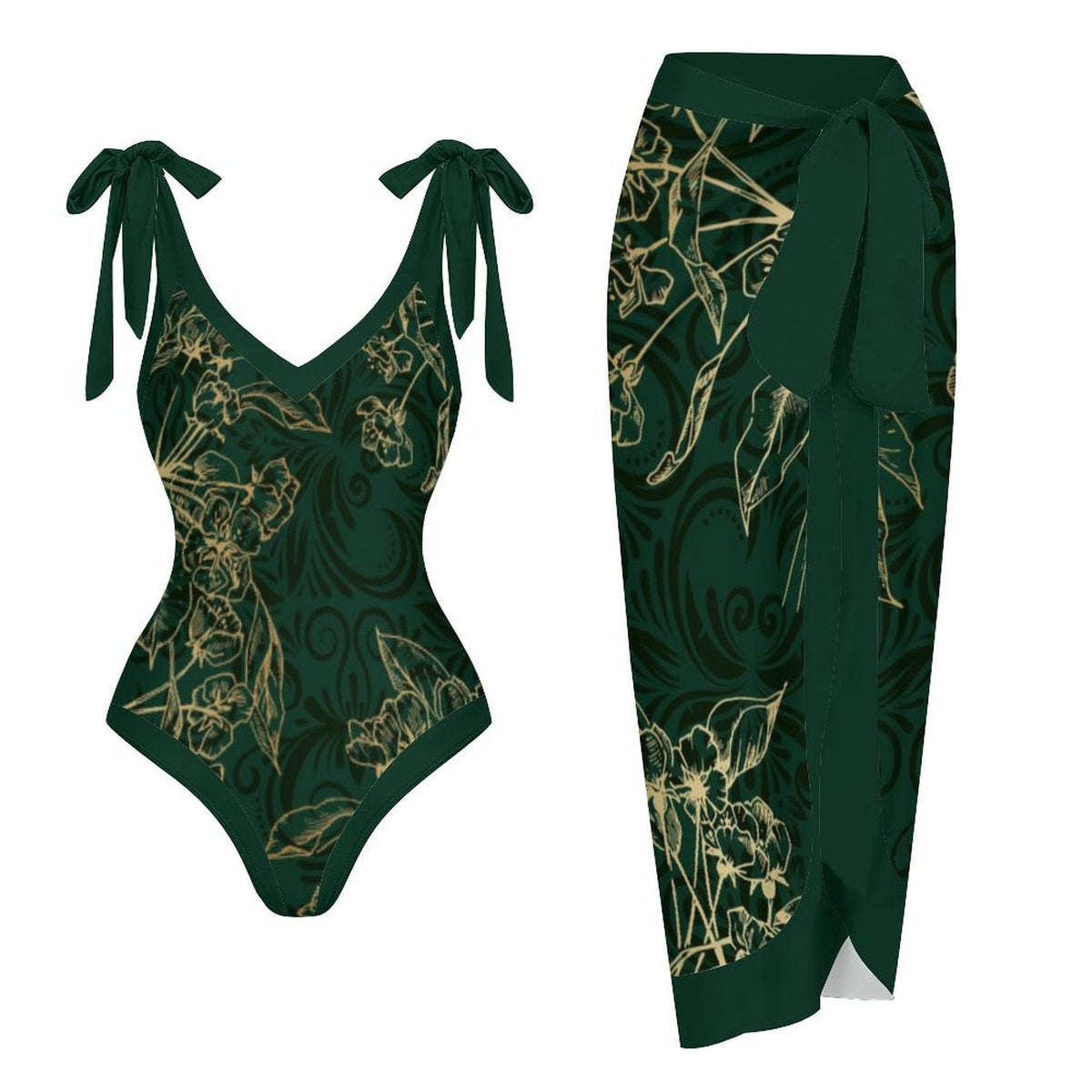 Casual Printed One Piece Swimsuit And Cover Up 2305106048
