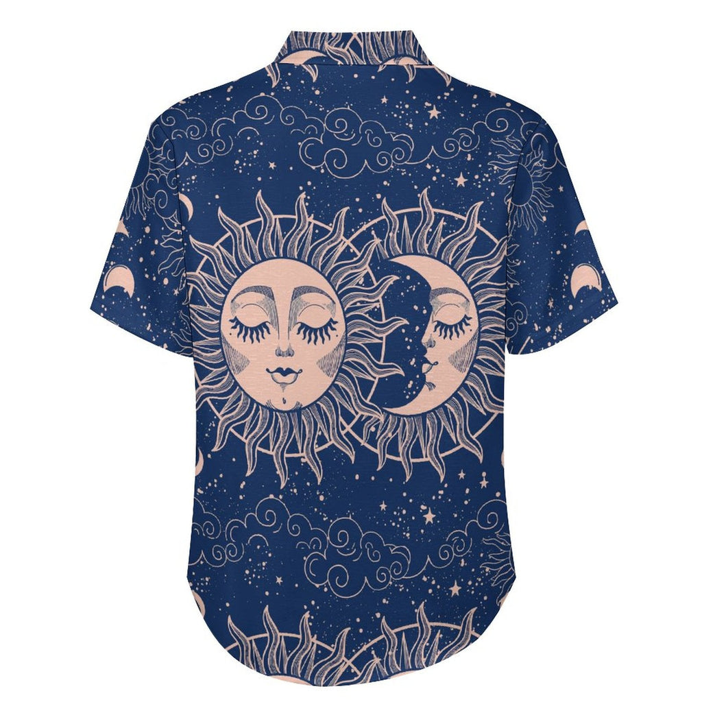 Men's Star And Moon Print Vacation Hawaiian Shirt 2306104046