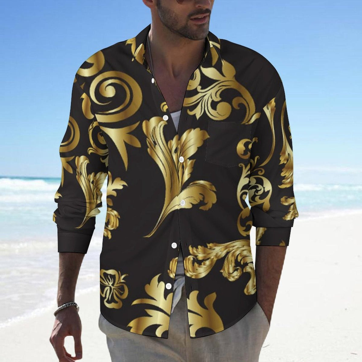 Men's Casual Printed Long Sleeve Shirt 2306103086