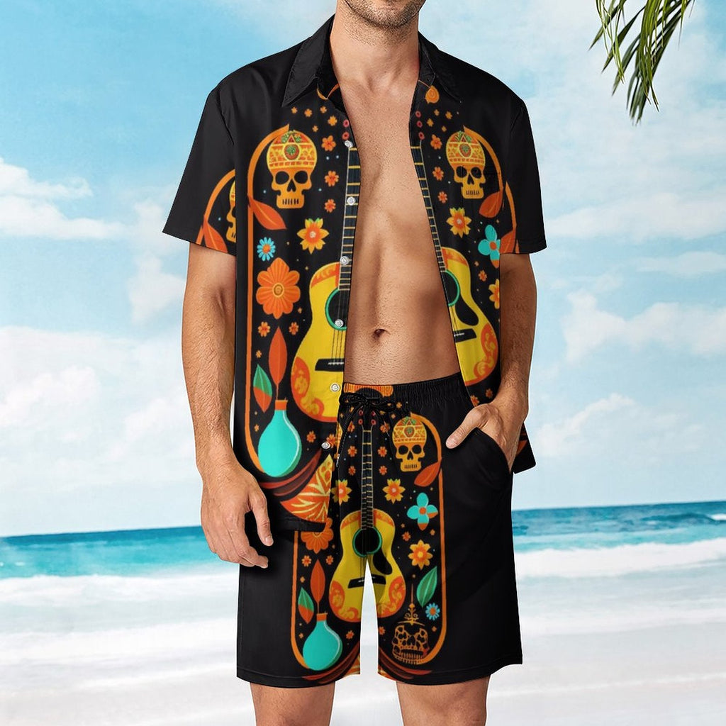 Men's Hawaiian Print Beach Two-Piece Suit 2305102307