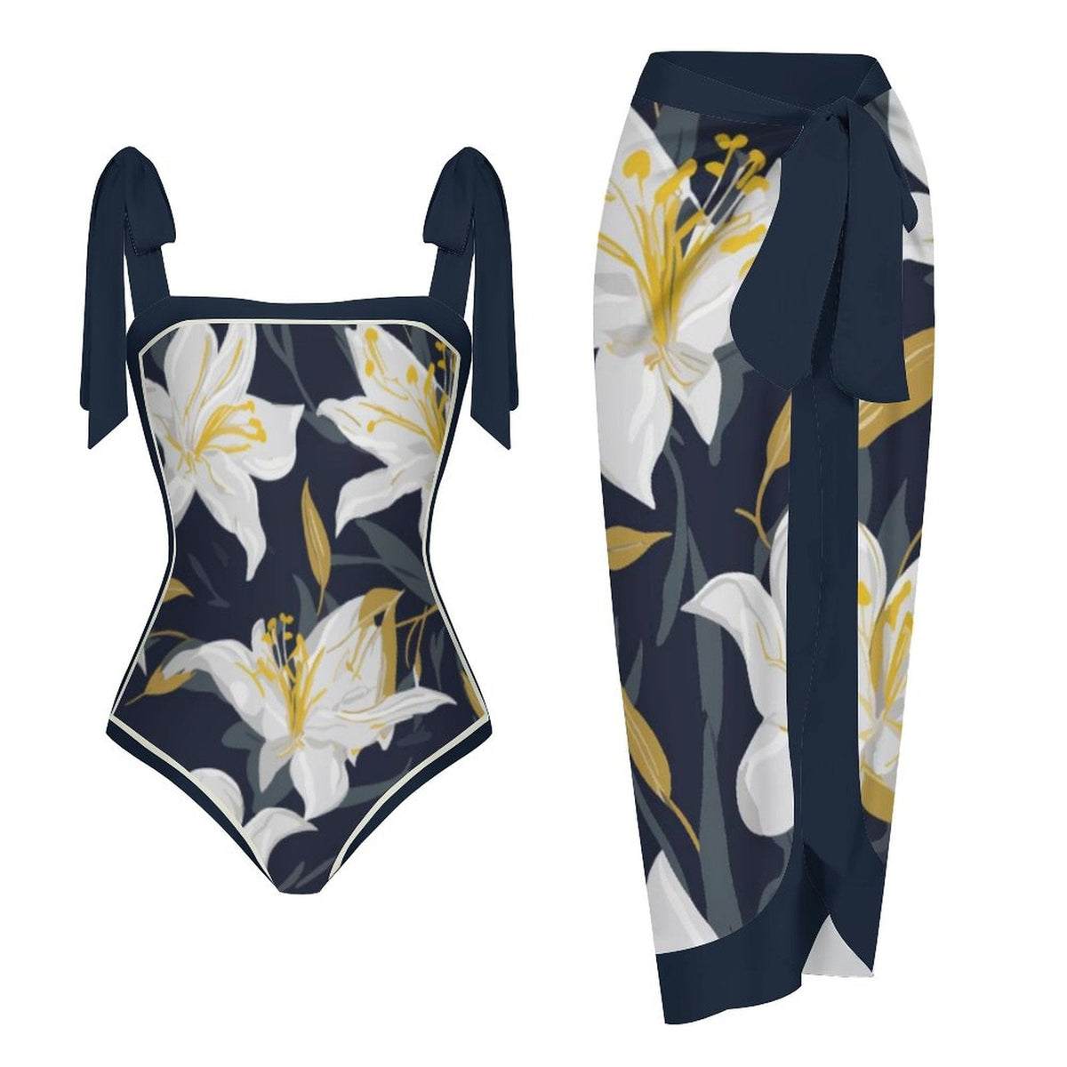 Fashion Printed One Piece Swimsuit And Cover Up 2305104976