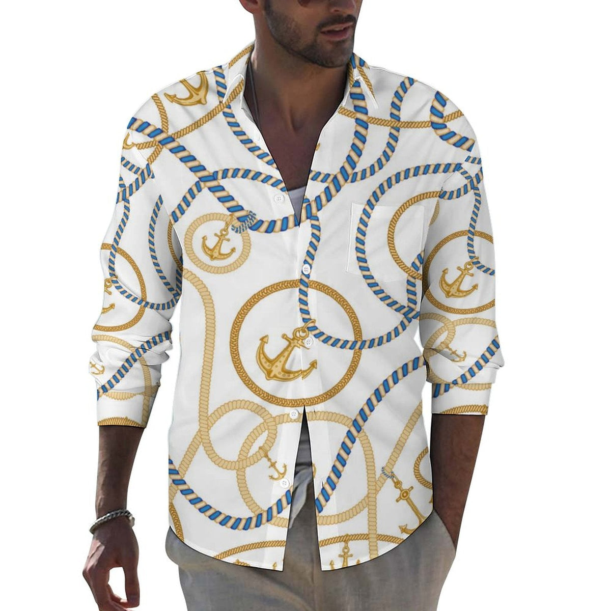 Men's Casual Printed Long Sleeve Shirt 2306103081