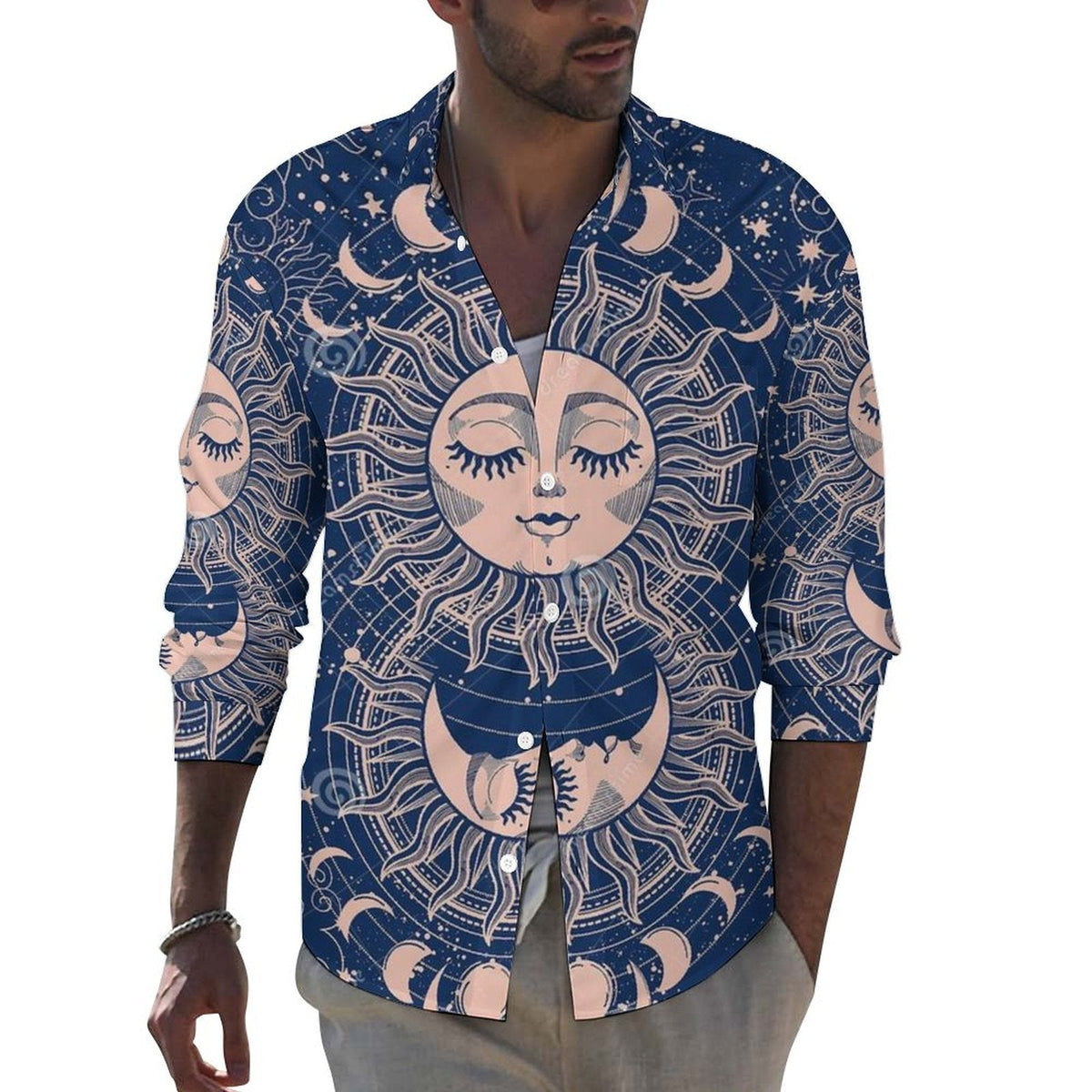 Men's Casual Printed Long Sleeve Shirt 2306103079