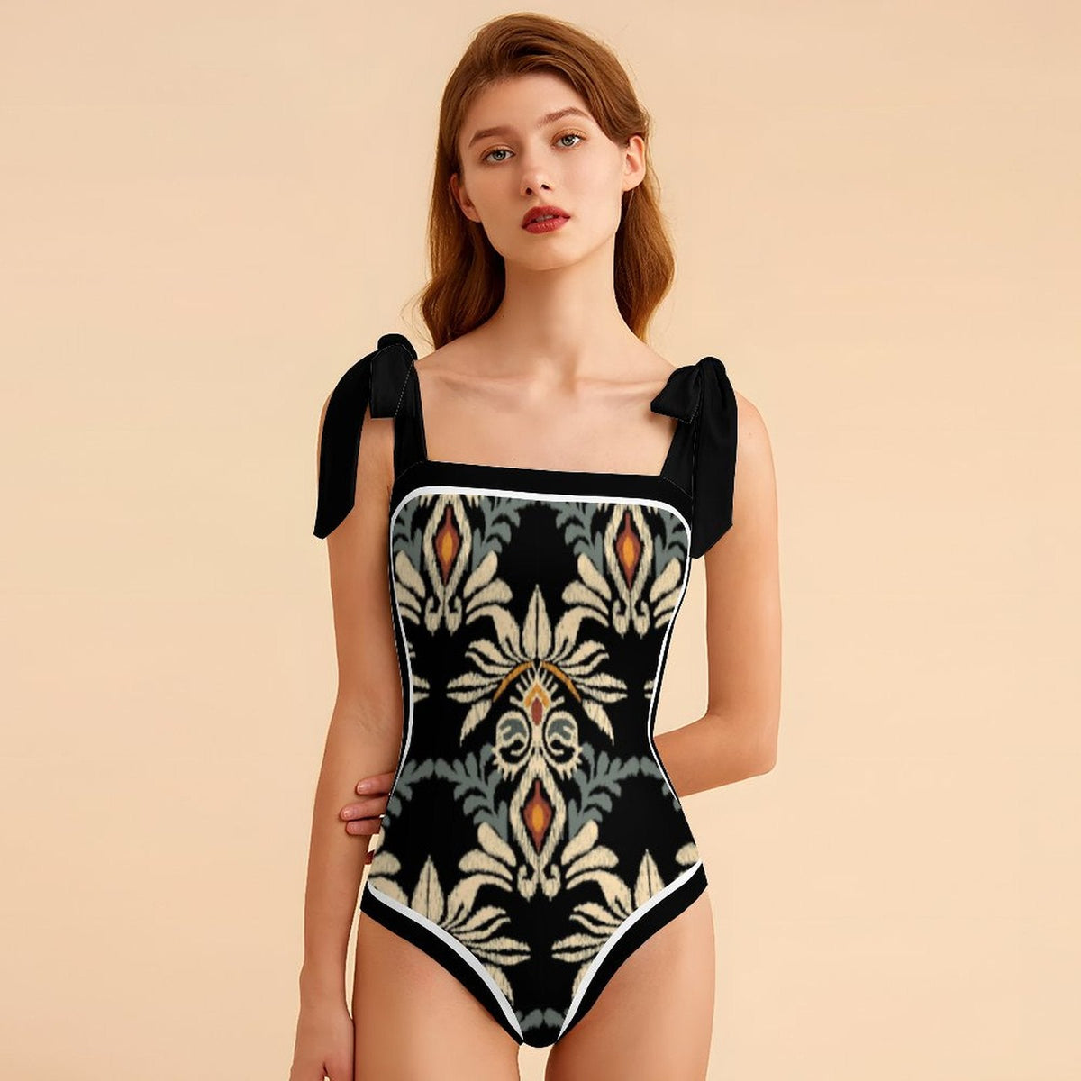 Fashion Printed One Piece Swimsuit And Cover Up 2305105225