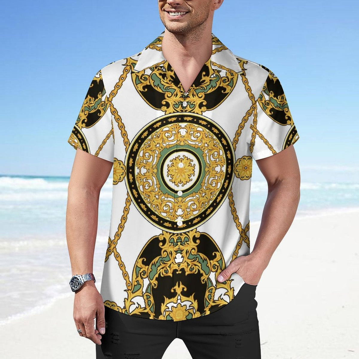 Men Hawaiian Casual Short Sleeve Shirt 2306100097
