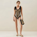Casual Printed One Piece Swimsuit And Cover Up 2305106056