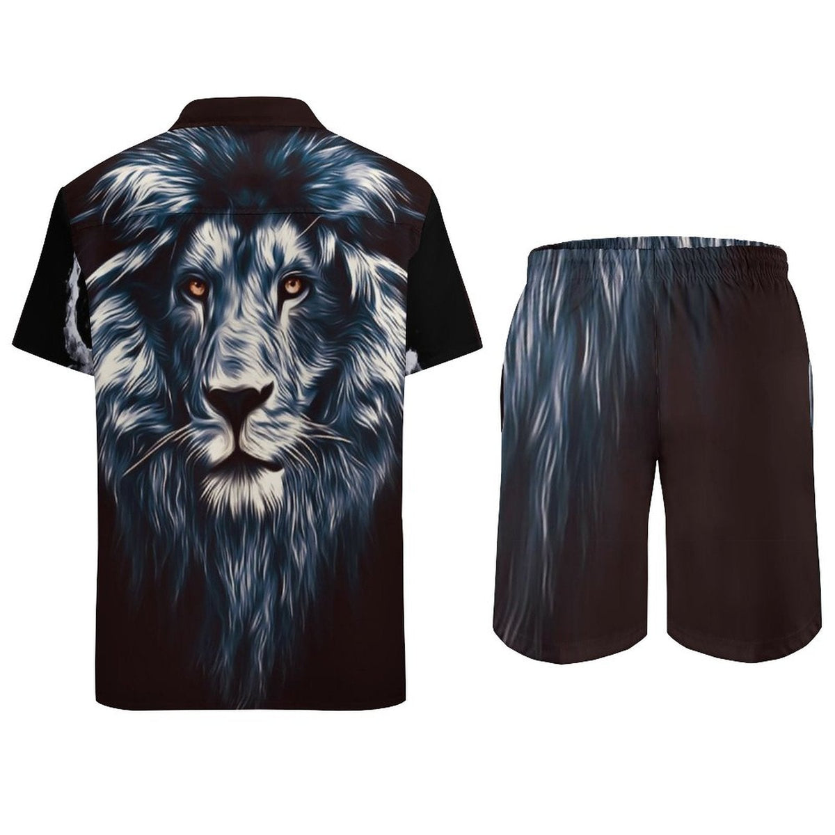 Men's Hawaiian Print Beach Two-Piece Suit 2305102355