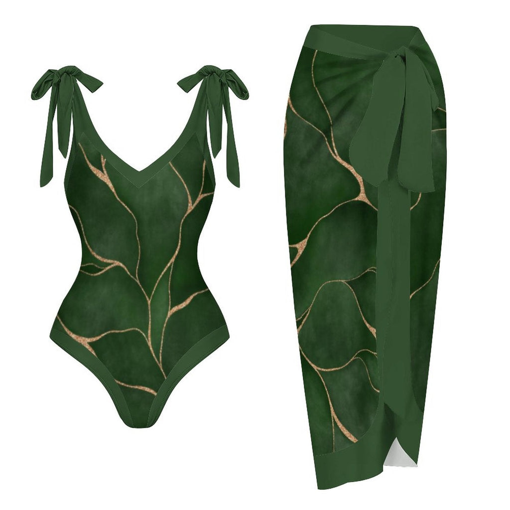 Casual Printed One Piece Swimsuit And Cover Up 2305104961