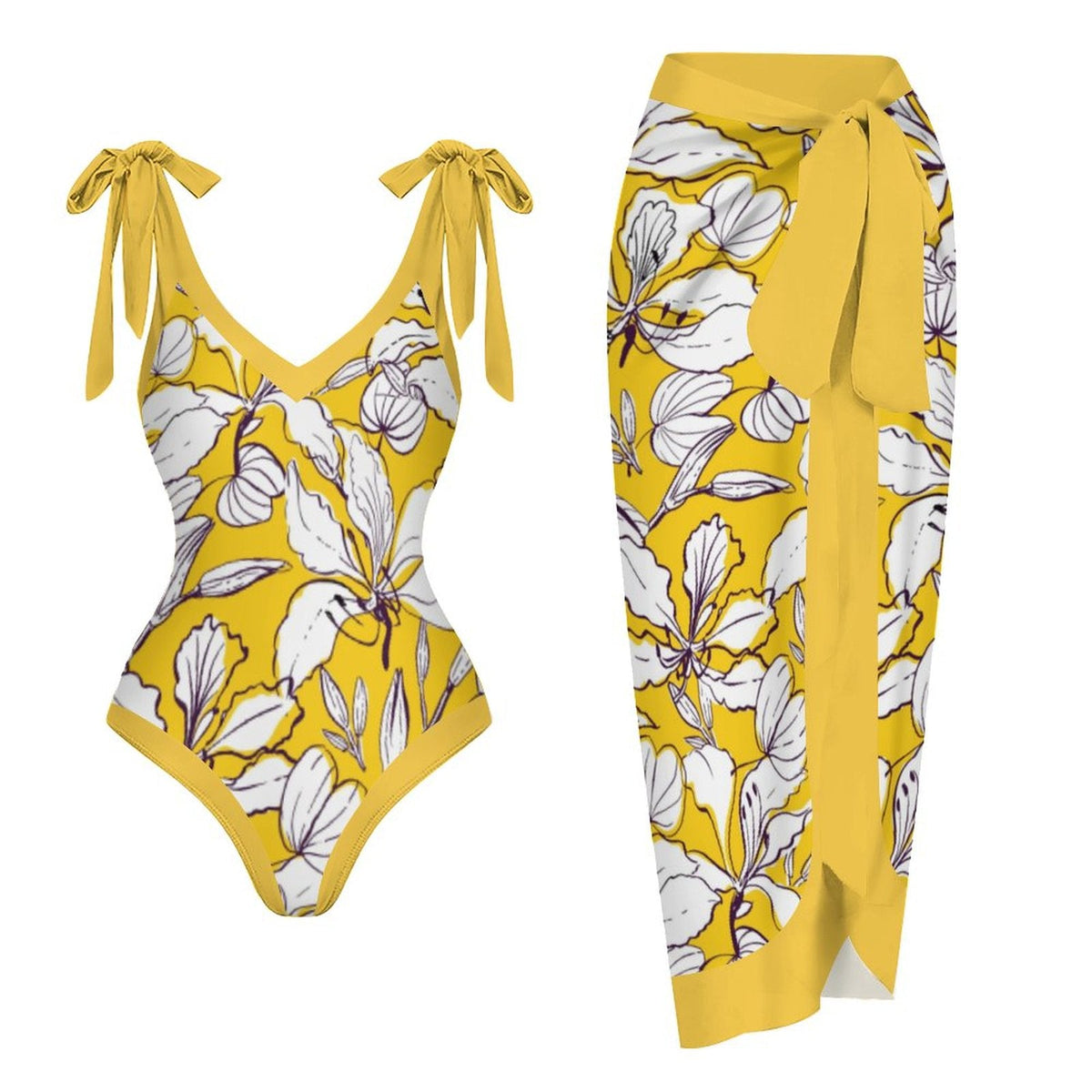 Casual Printed One-Piece Swimsuit And Cover Up 2305102447