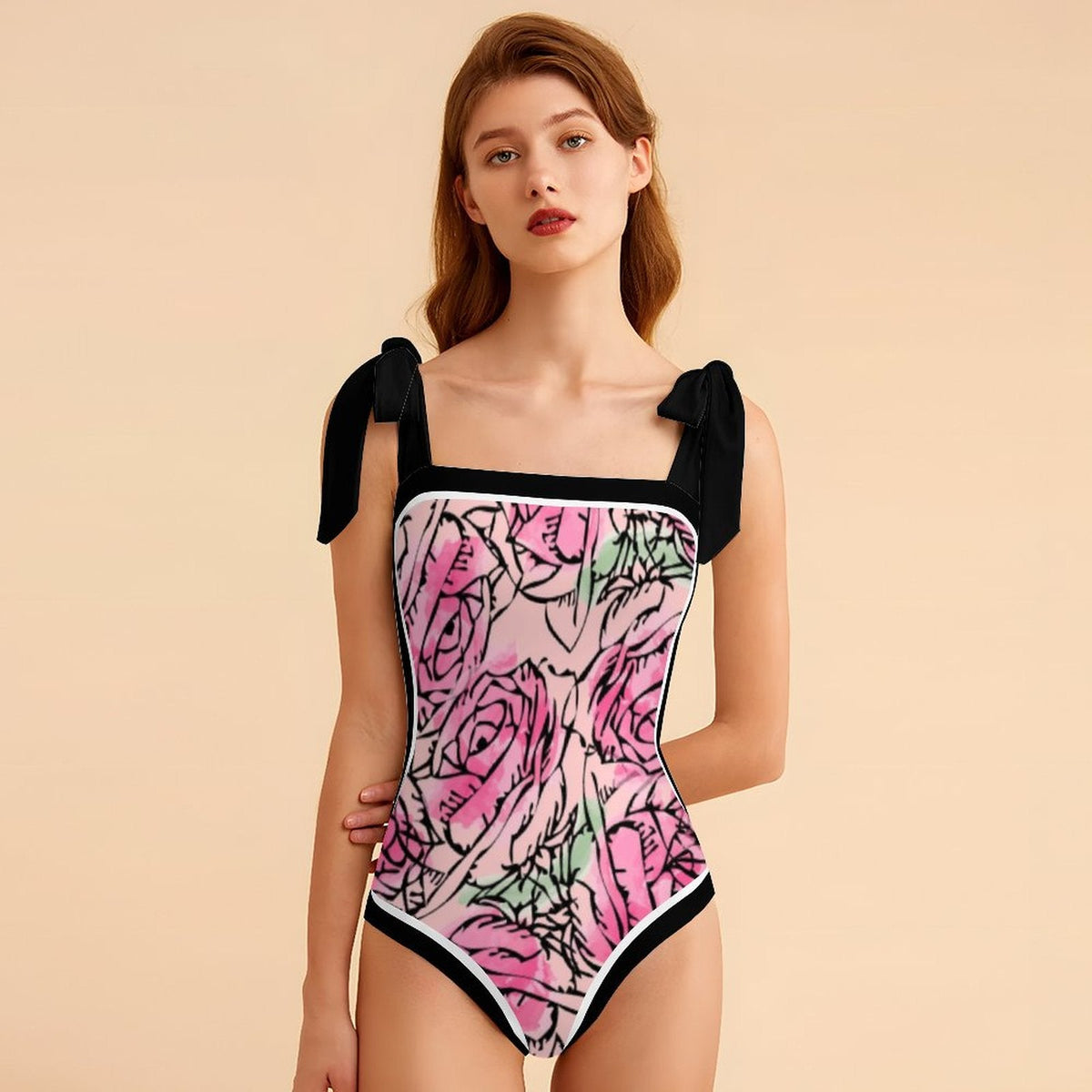 Fashion Printed One Piece Swimsuit And Cover Up 2305105223