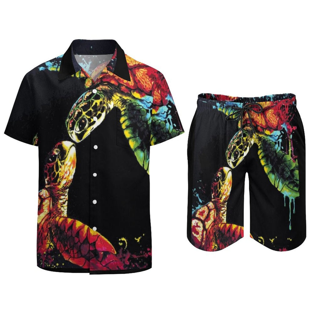 Men's Hawaiian Print Beach Two-Piece Suit 2305102306