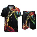 Men's Hawaiian Print Beach Two-Piece Suit 2305102306