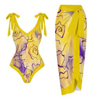 Casual Printed One Piece Swimsuit And Cover Up 2305106623