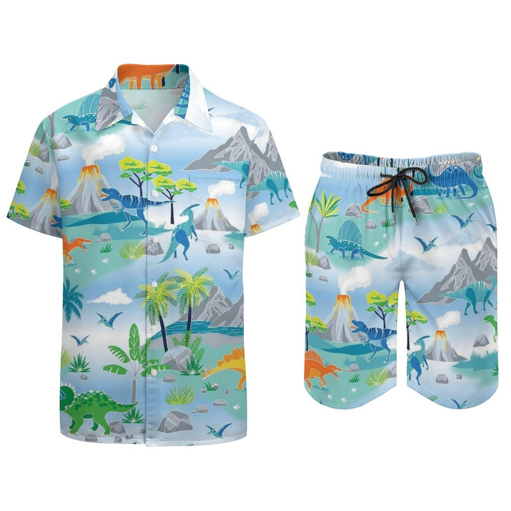 Men's Hawaiian Print Beach Two-Piece Suit 2305102344