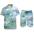 Men's Hawaiian Print Beach Two-Piece Suit 2305102344
