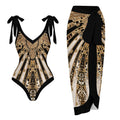 Casual Printed One Piece Swimsuit And Cover Up 2305106056