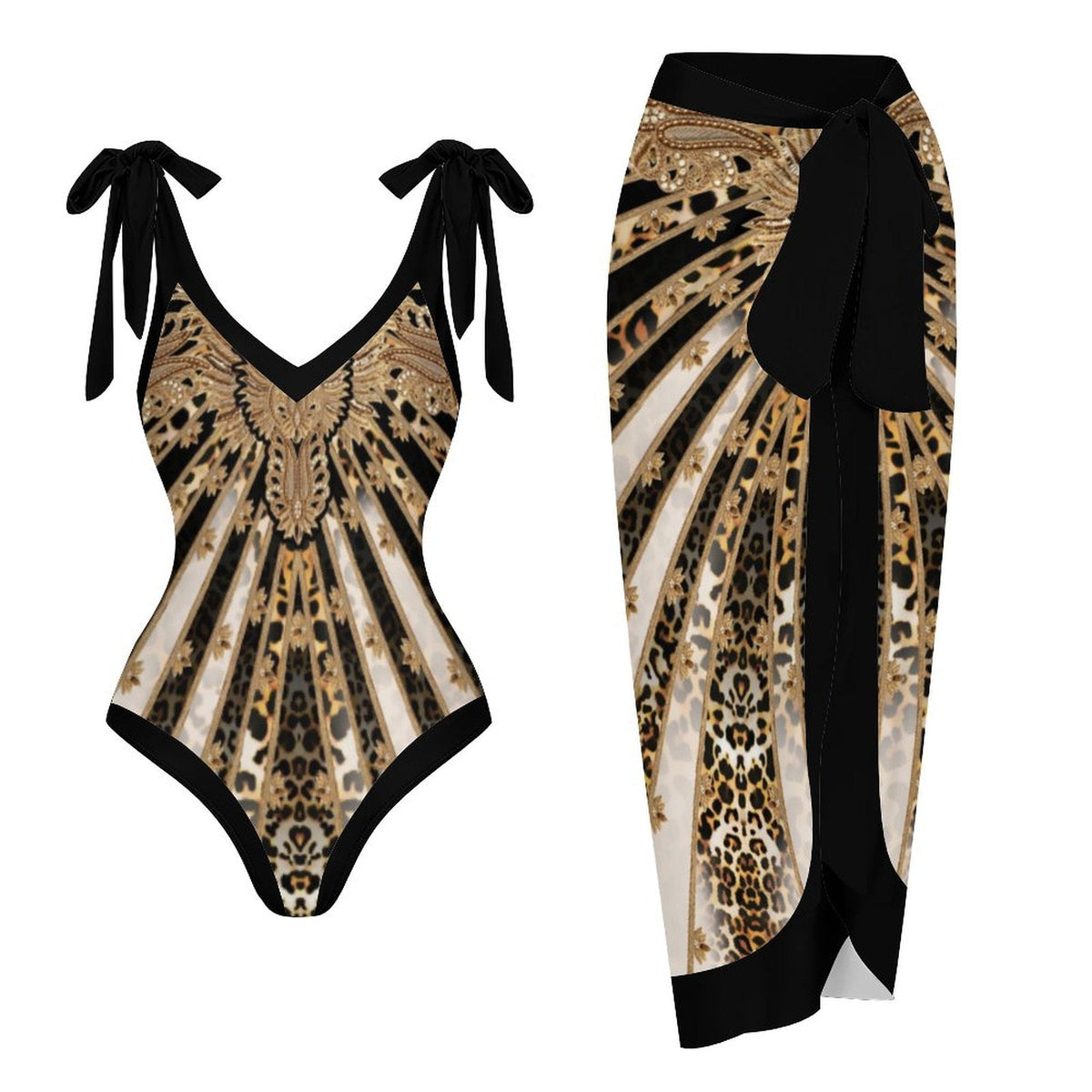 Casual Printed One Piece Swimsuit And Cover Up 2305106056