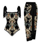 Fashion Printed One Piece Swimsuit And Cover Up 2305105225