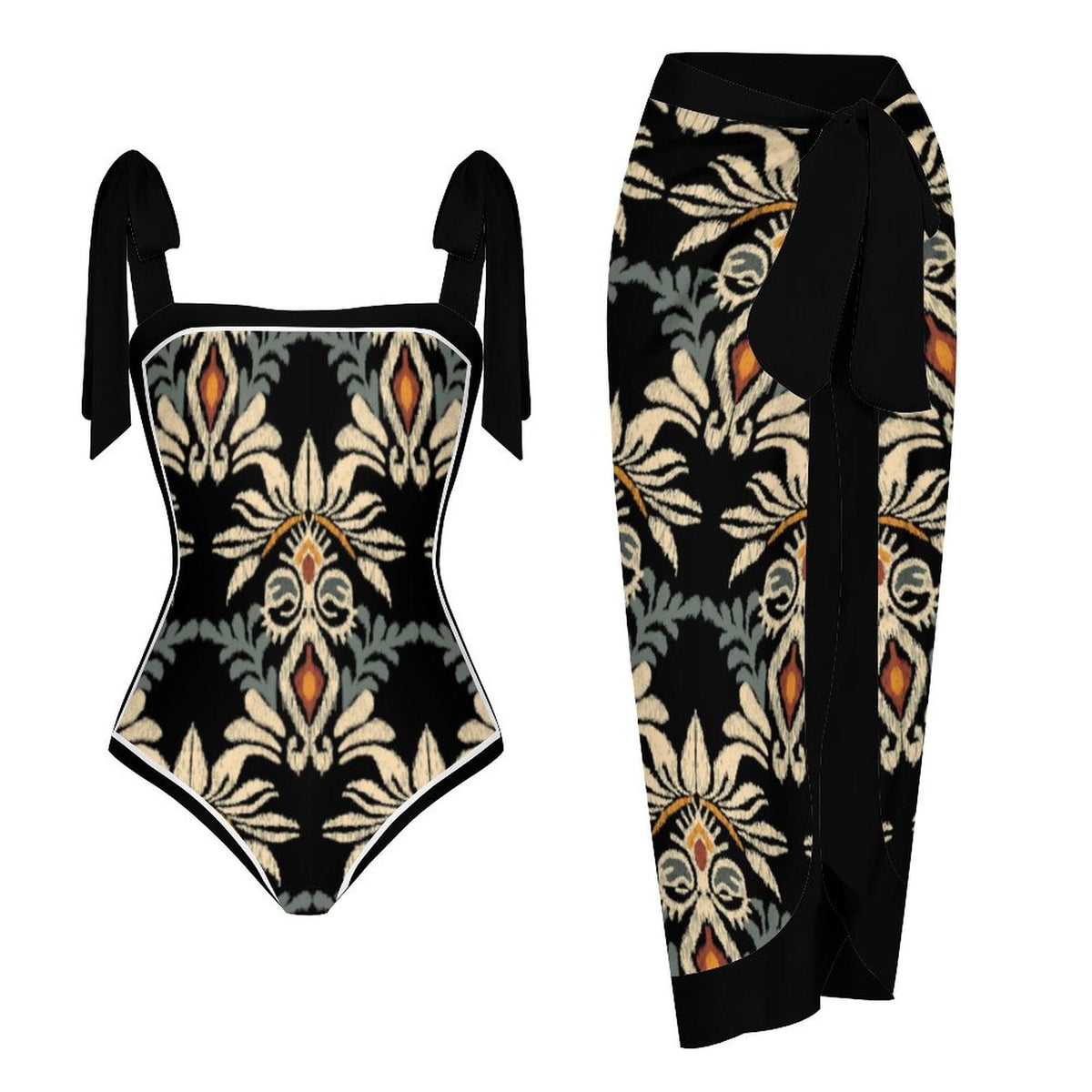 Fashion Printed One Piece Swimsuit And Cover Up 2305105225