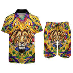 Men's Hawaiian Print Beach Two-Piece Suit 2305102309