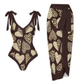 Casual Printed One Piece Swimsuit And Cover Up 2305105705