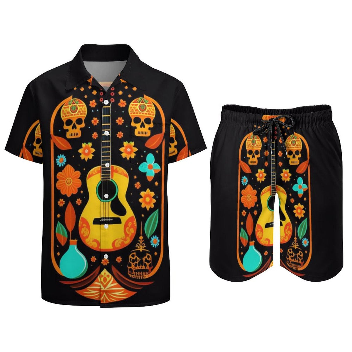 Men's Hawaiian Print Beach Two-Piece Suit 2305102307