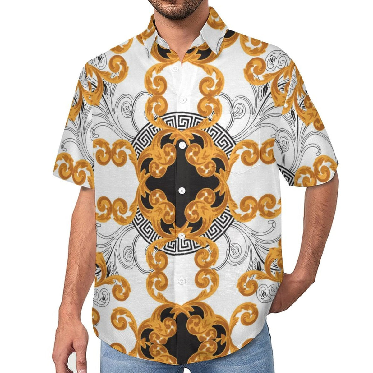 Men's Vintage Print Vacation Hawaiian Shirt 2306104047