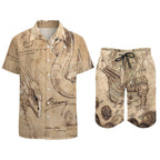 Men's Hawaiian Print Beach Two-Piece Suit 2305102348