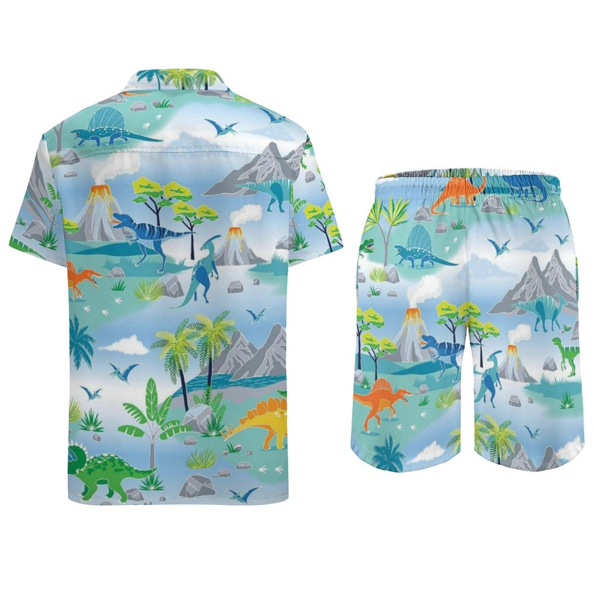 Men's Hawaiian Print Beach Two-Piece Suit 2305102344