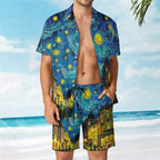 Men's Hawaiian Print Beach Two-Piece Suit 2305102311