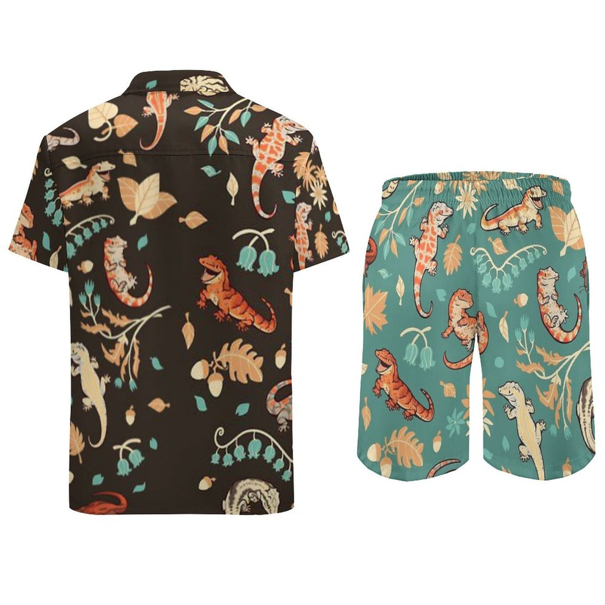 Men's Hawaiian Print Beach Two-Piece Suit 2305102350