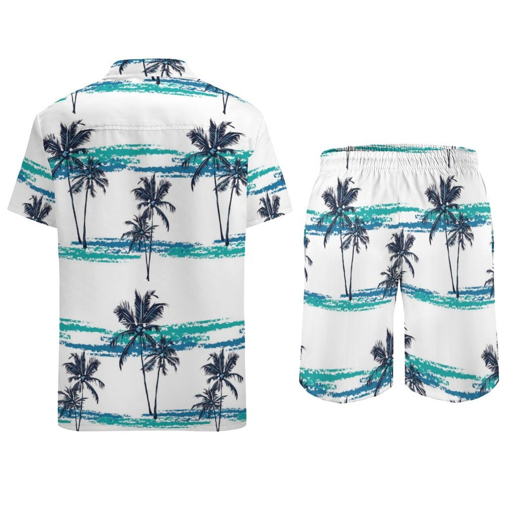 Men's Hawaiian Print Beach Two-Piece Suit 2305102352