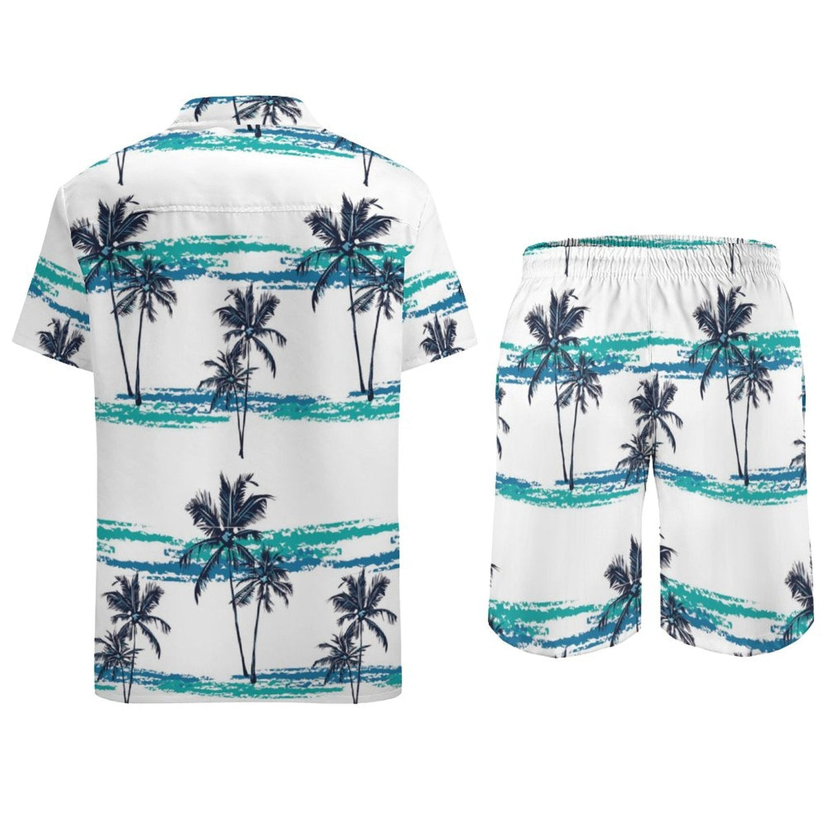 Men's Hawaiian Print Beach Two-Piece Suit 2305102352
