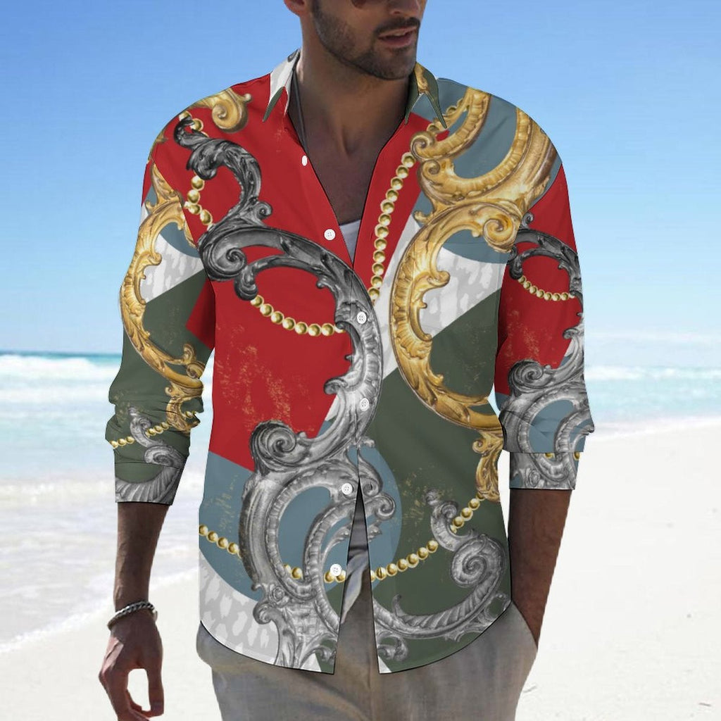 Men's Casual Printed Long Sleeve Shirt 2306103092