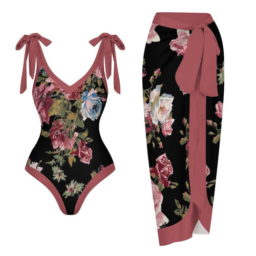 Casual Printed One Piece Swimsuit And Cover Up 2305105009