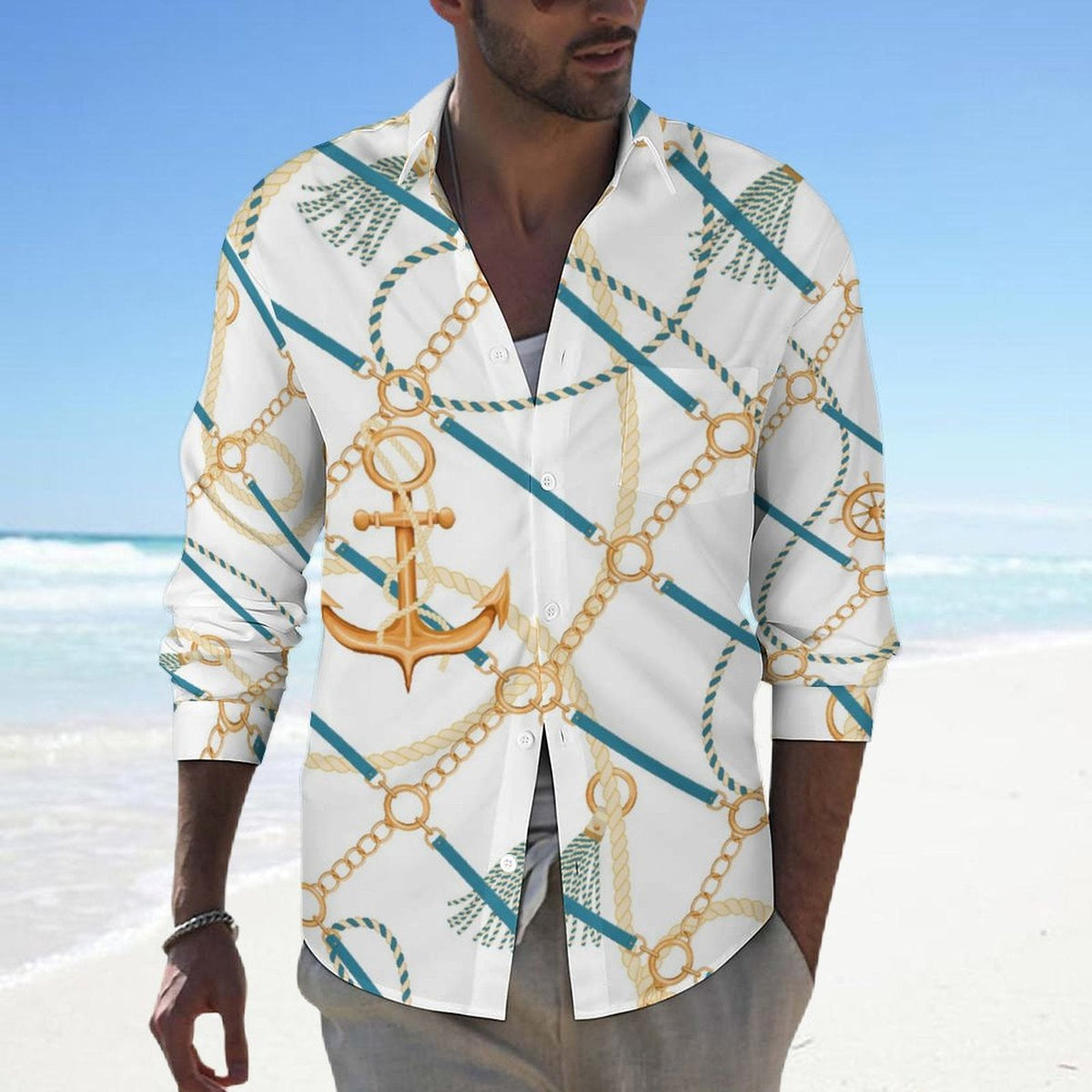 Men's Casual Printed Long Sleeve Shirt 2306103080
