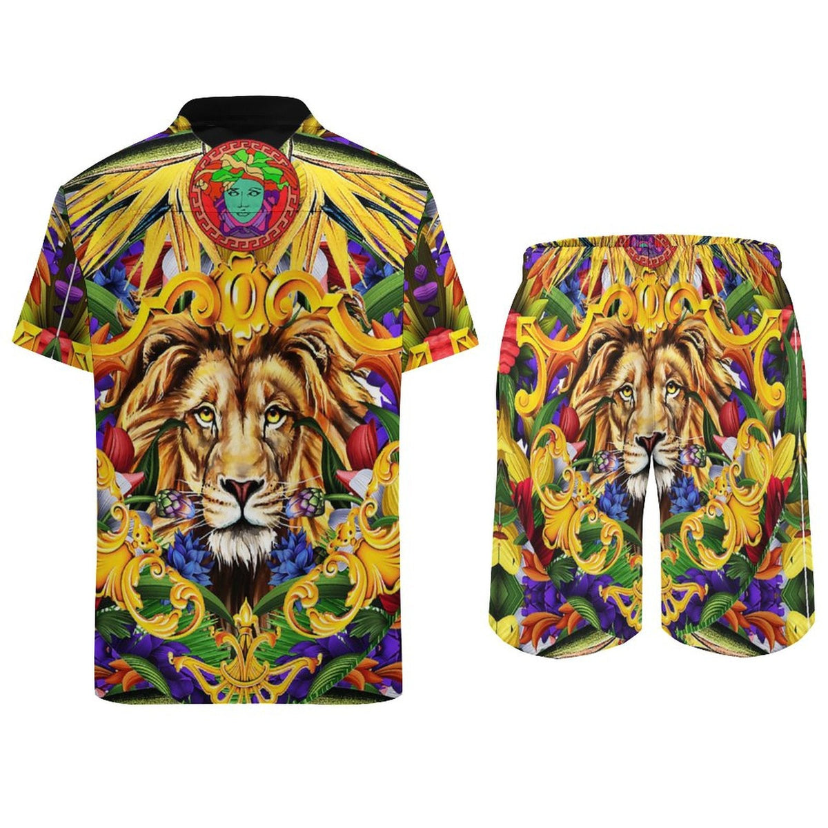 Men's Hawaiian Print Beach Two-Piece Suit 2305102309