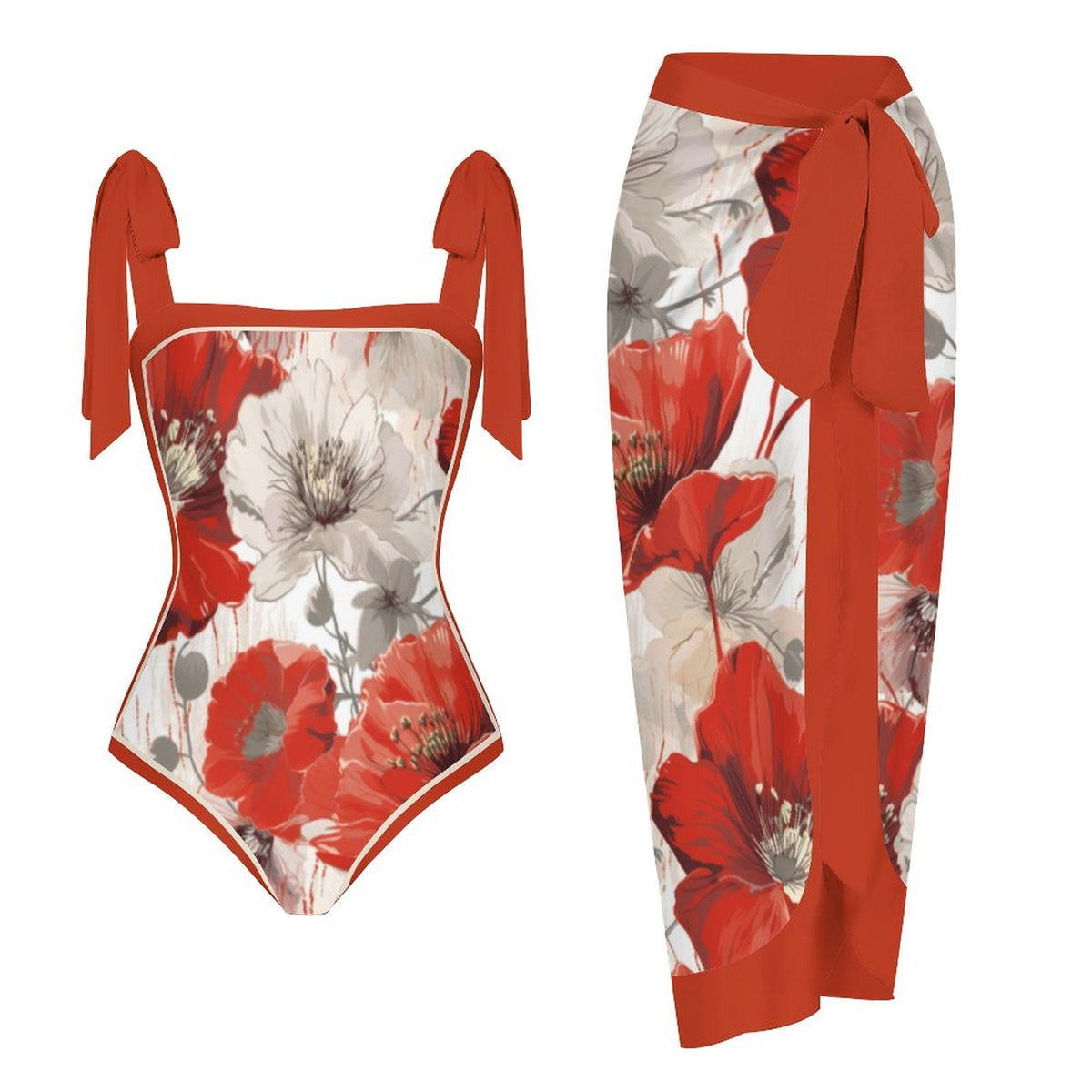 Fashion Printed One Piece Swimsuit And Cover Up 2305105387