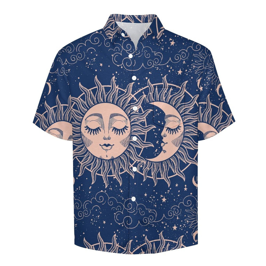 Men's Star And Moon Print Vacation Hawaiian Shirt 2306104046