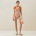 Casual Printed One-Piece Swimsuit And Cover Up 2305104032