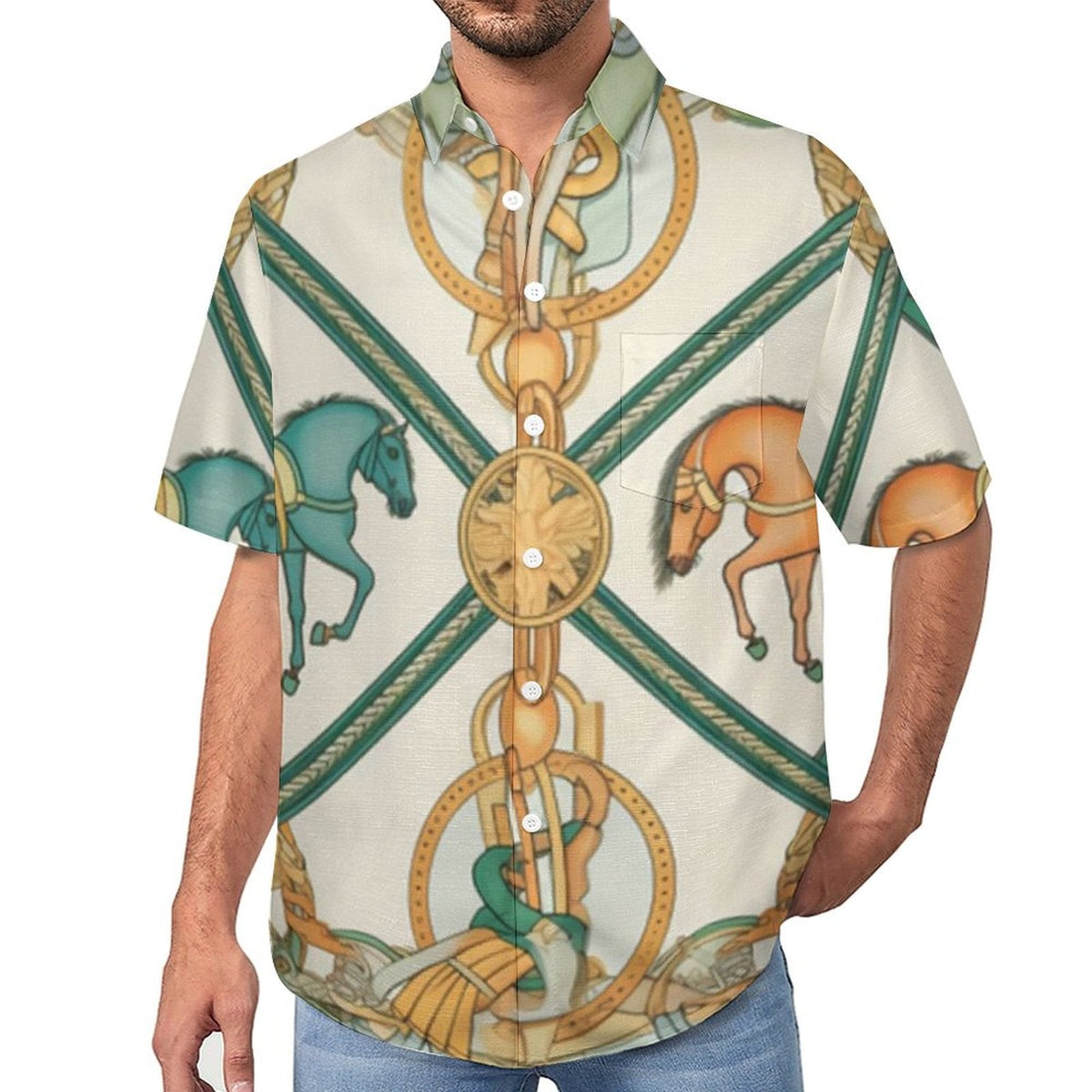 Men's Vintage Print Vacation Hawaiian Shirt 2306104049