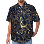 Men's Star And Moon Print Vacation Hawaiian Shirt 2306104045