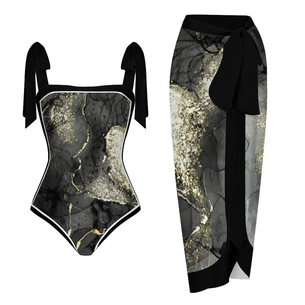 Fashion Printed One Piece Swimsuit And Cover Up 2305104820