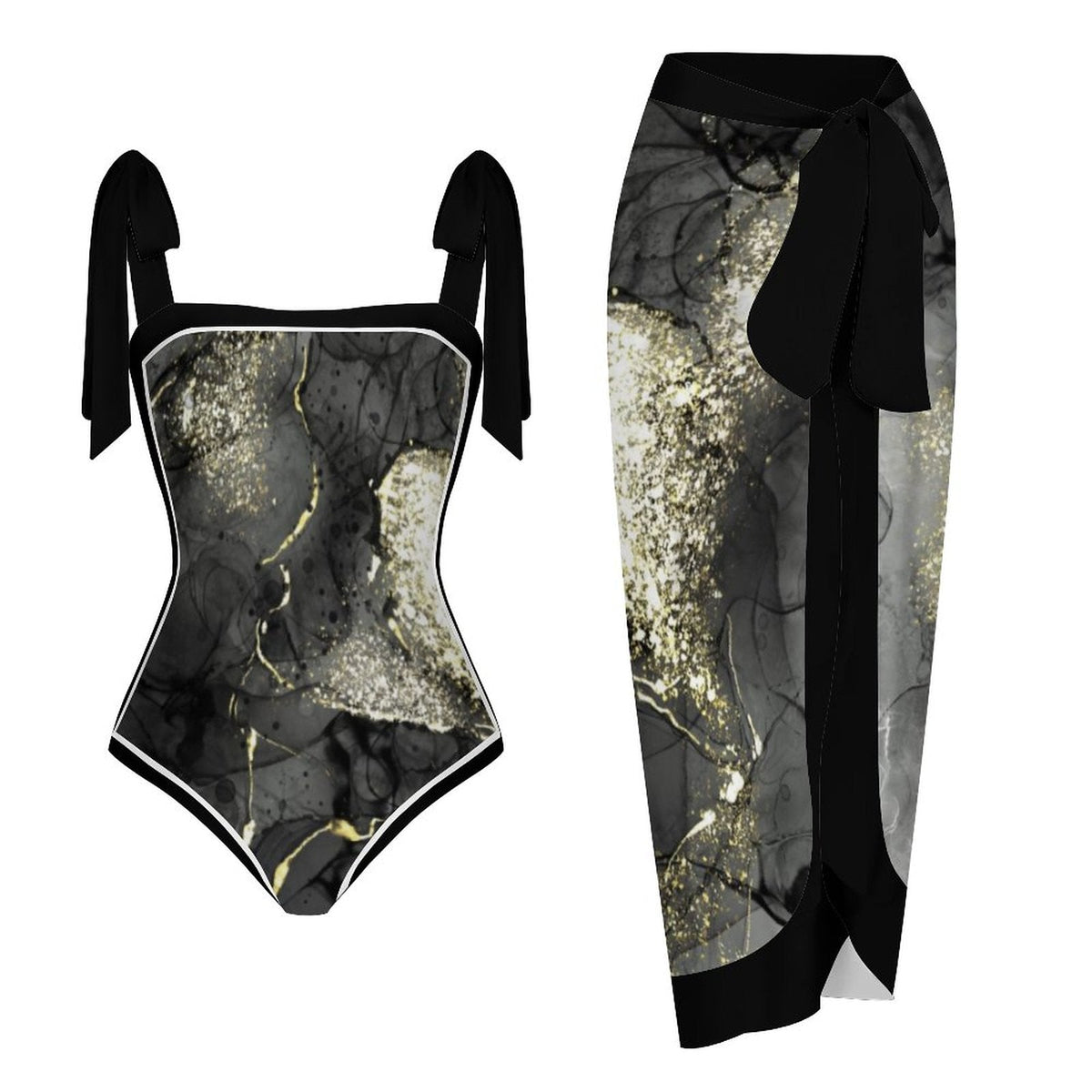 Fashion Printed One Piece Swimsuit And Cover Up 2305104820