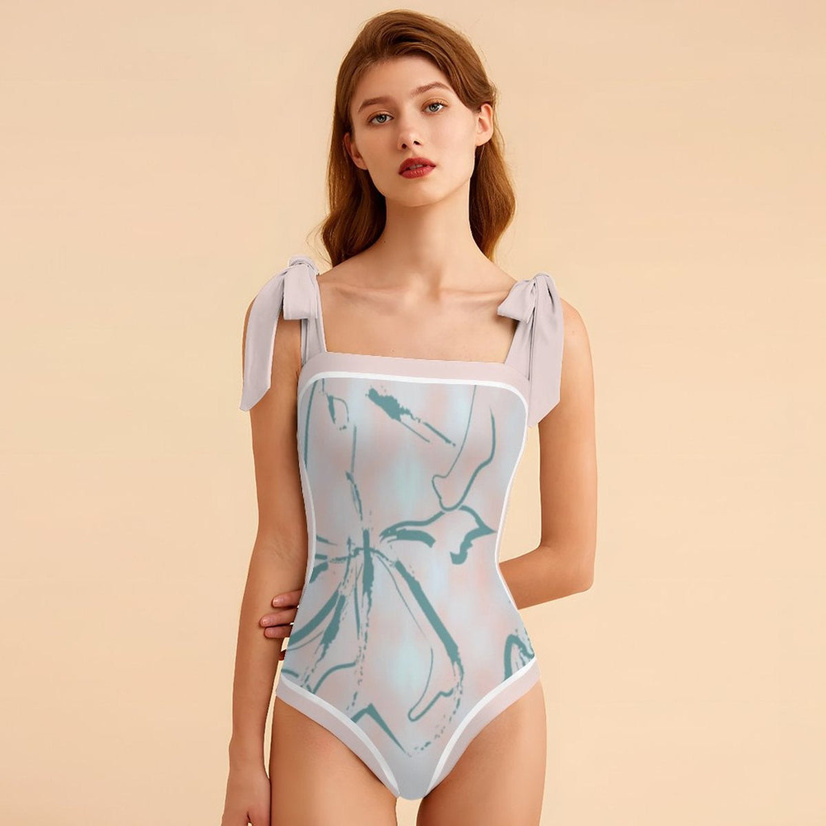 Fashion Printed One Piece Swimsuit And Cover Up 2305106812