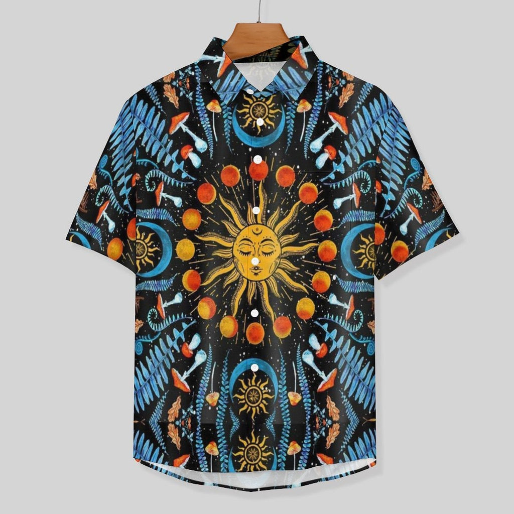 Men's Vintage Sun Print Vacation Hawaiian Shirt 2306104042