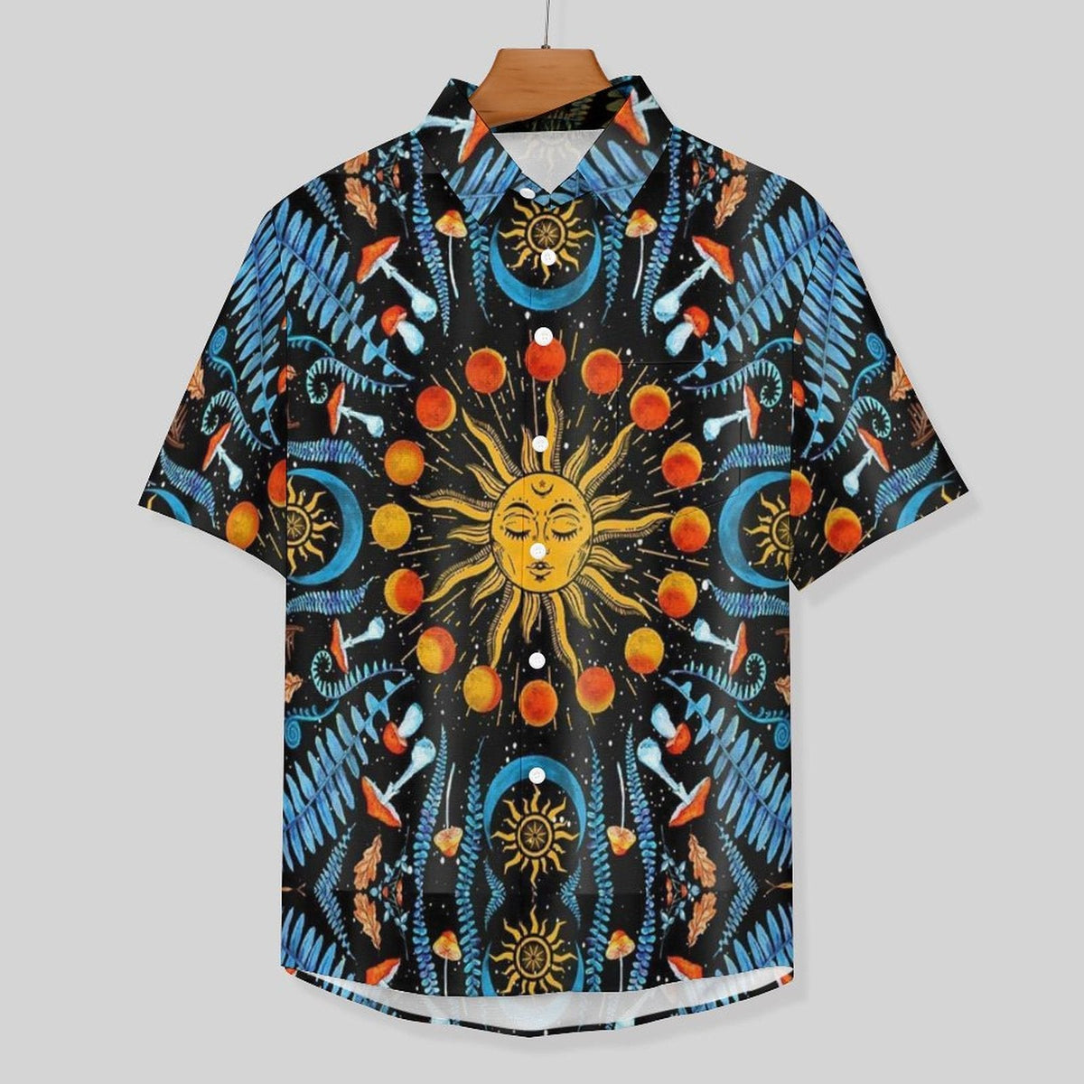 Men's Vintage Sun Print Vacation Hawaiian Shirt 2306104042